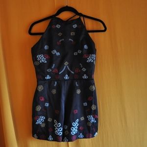 Embroidered Black Romper